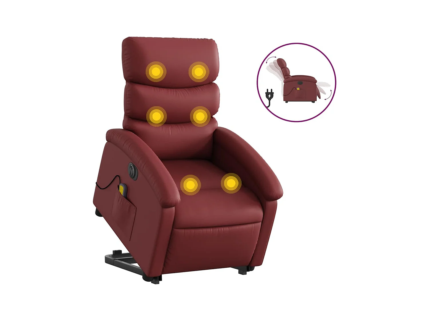 Fauteuil inclinable électrique-Chaise-Fauteuil de Massage rouge bordeaux SHL3663