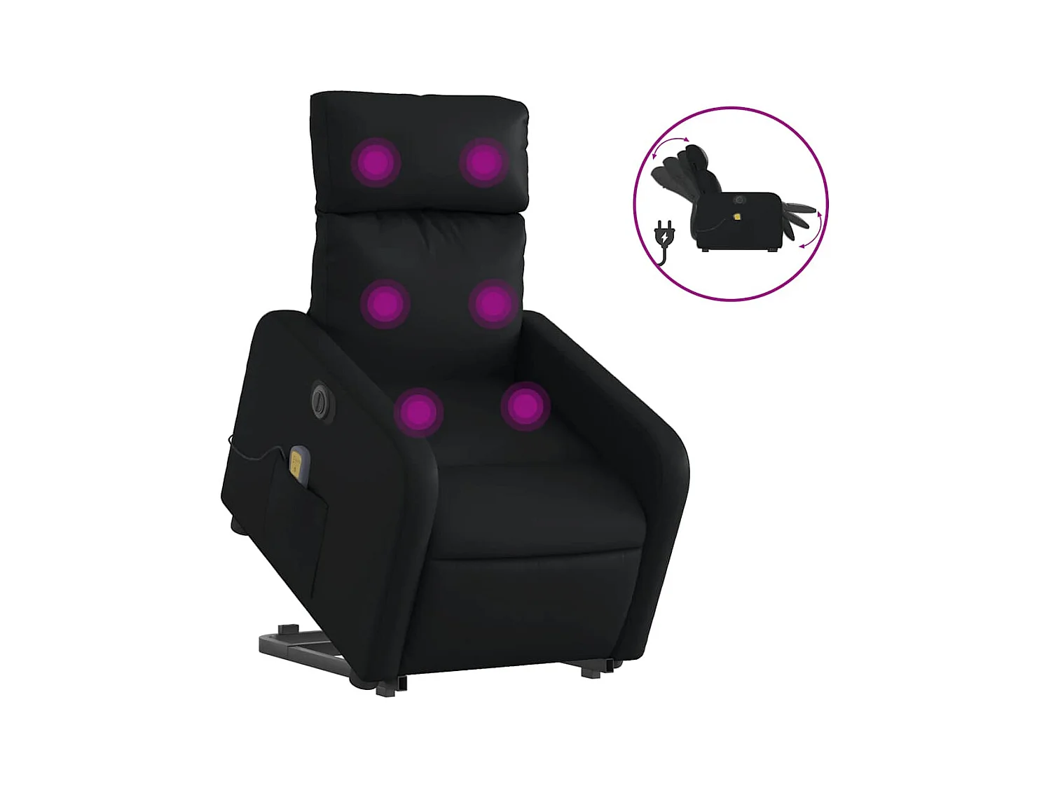 Fauteuil inclinable électrique-Chaise de relax-Fauteuil de Massage noir similicuir SHL3745