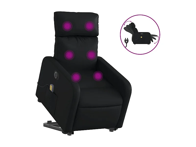 Fauteuil inclinable électrique-Chaise de relax-Fauteuil de Massage noir similicuir SHL3745