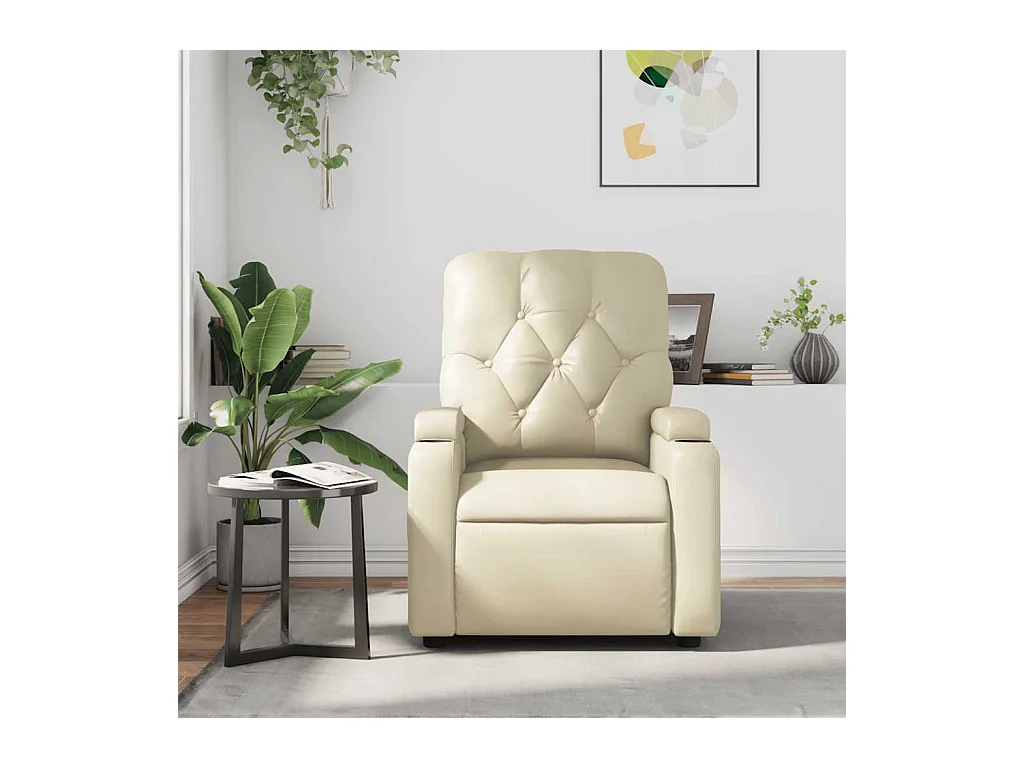 Sillón de relax | Sillón reclinable de masaje cuero sintético crema SHL4685