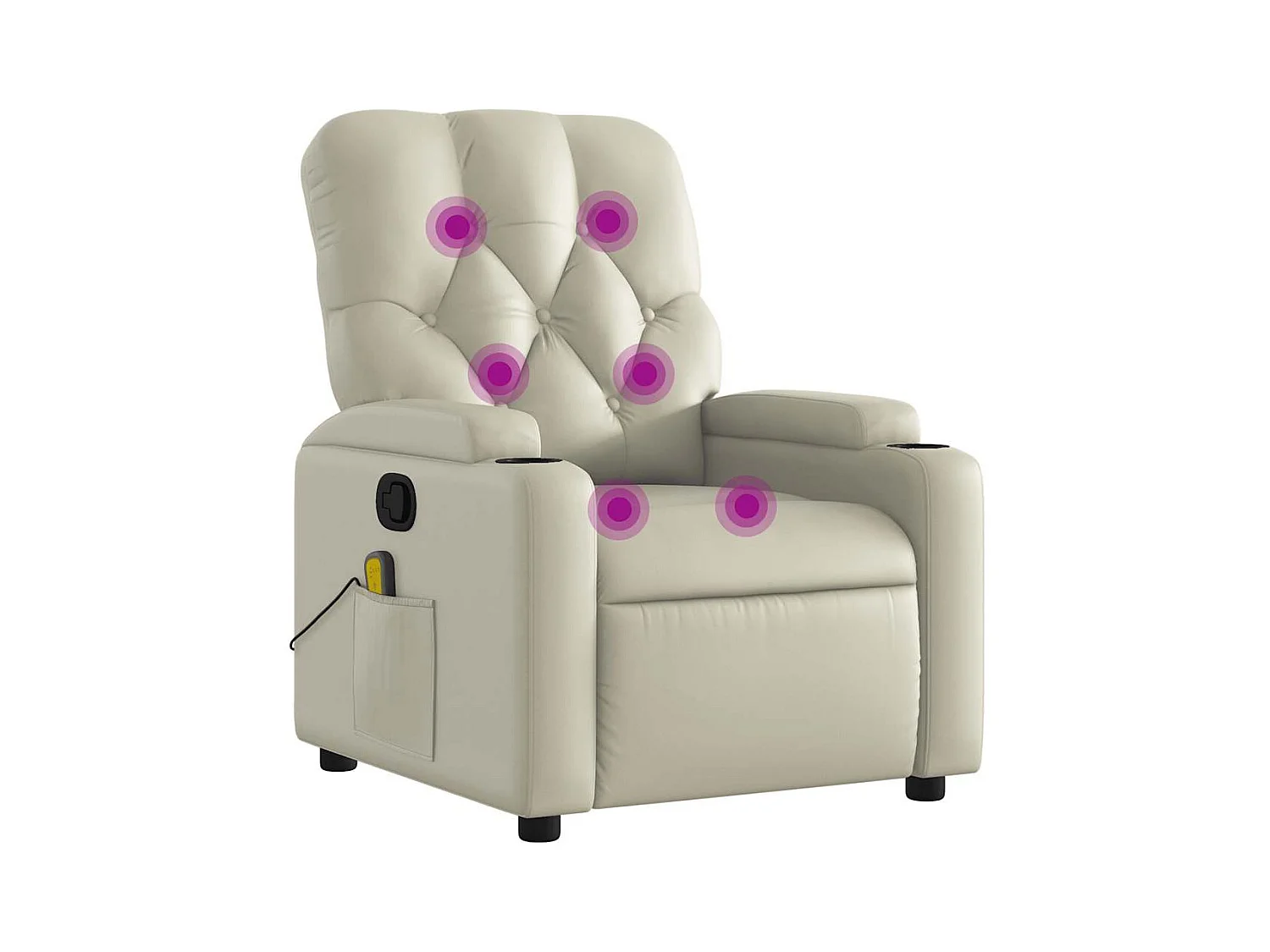 Fauteuil inclinable-Fauteuil salon de massage Crème Similicuir SHL1669