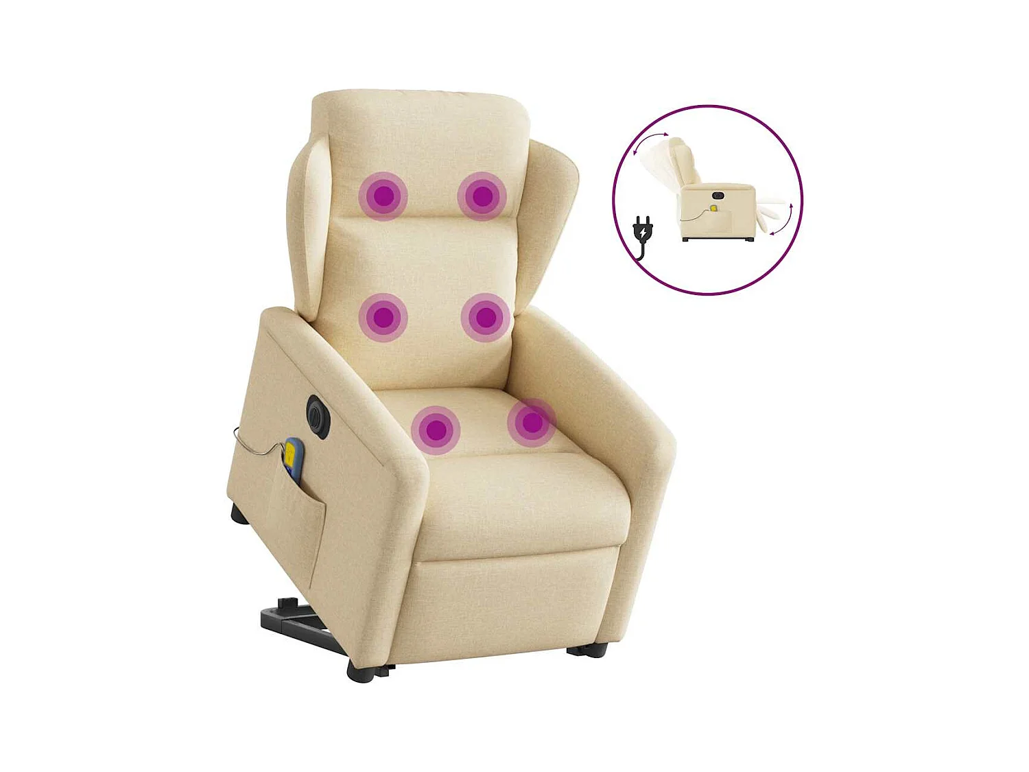 Sillón de salón | Silla | Sillón de masaje eléctrico reclinable elevable tela crema SHL4897