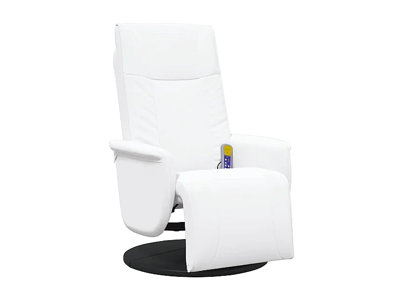 Sillón de relax | Sillón reclinable masaje con reposapiés cuero sintético blanco SHL6818