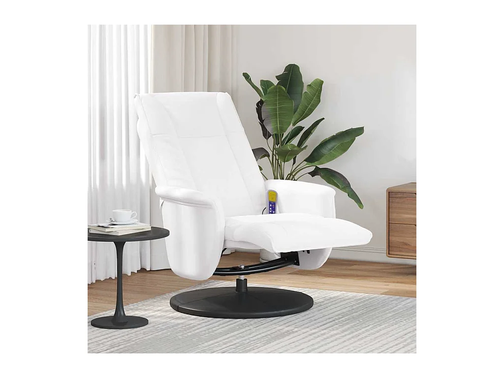 Sillón de relax | Sillón reclinable masaje con reposapiés cuero sintético blanco SHL6818