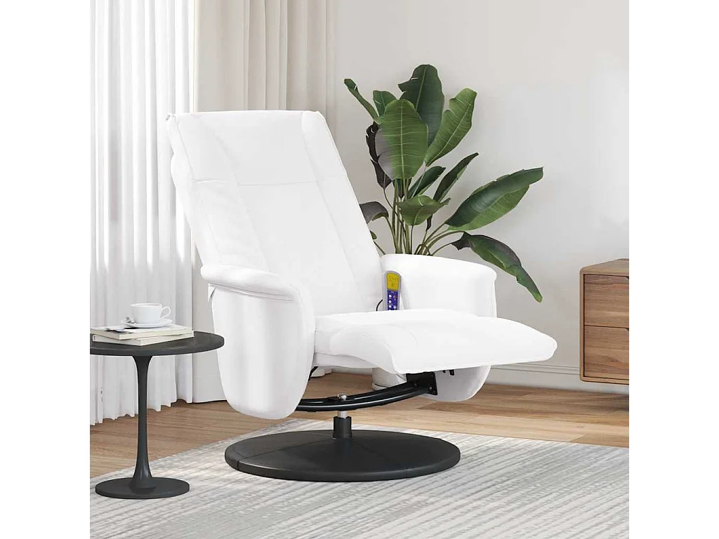 Massagesessel mit Fußteil Weiß Kunstleder SHL43847