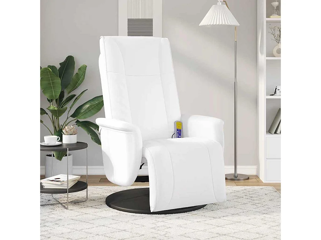Massagesessel mit Fußteil Weiß Kunstleder SHL43847