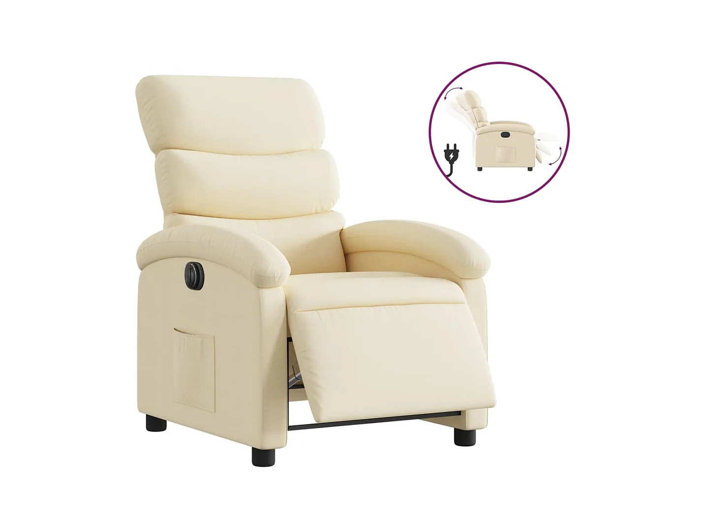 Fauteuil inclinable électrique-Chaise de relax-Fauteuil salon Crème Tissu SHL4992