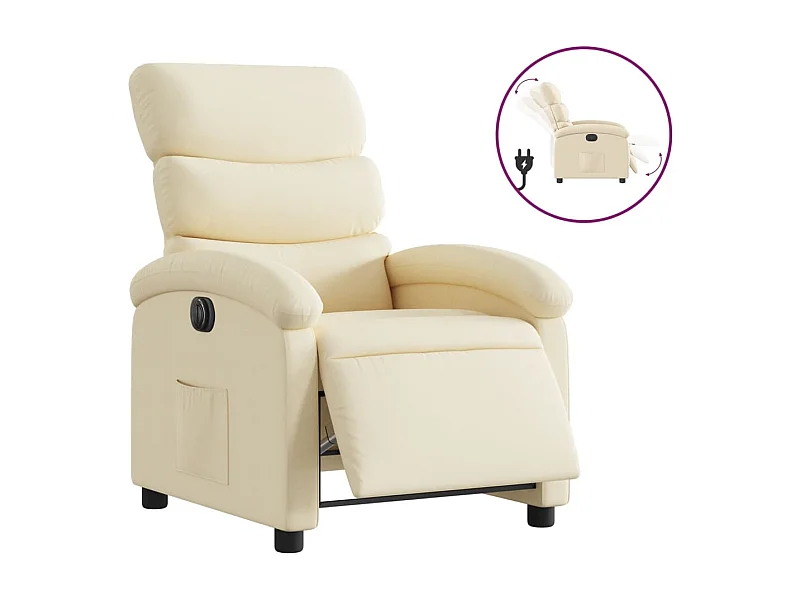 Fauteuil inclinable électrique-Chaise de relax-Fauteuil salon Crème Tissu SHL4992