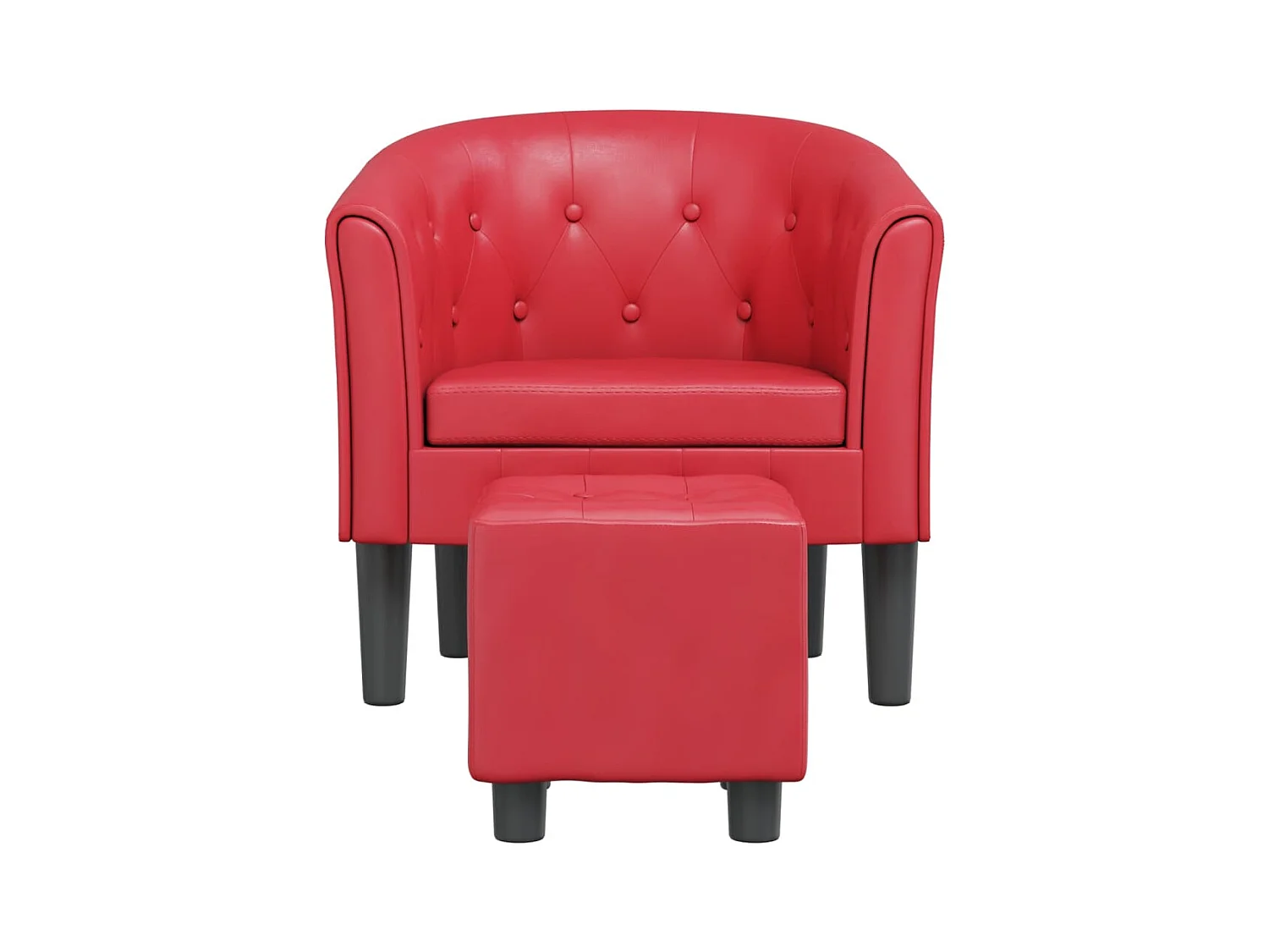 Sillón de salón | Silla de relax con taburete cuero sintético rojo SHL4449