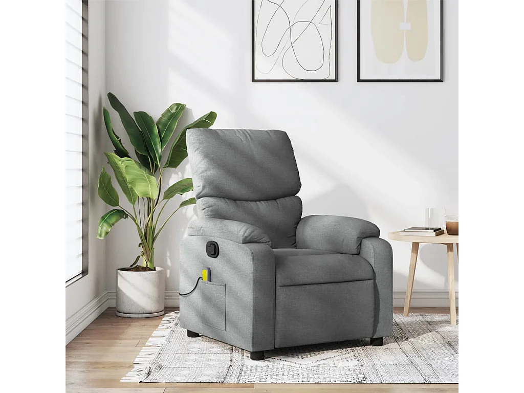Fauteuil inclinable-Chaise de relax-Fauteuil de Massage gris clair tissu SHL4908