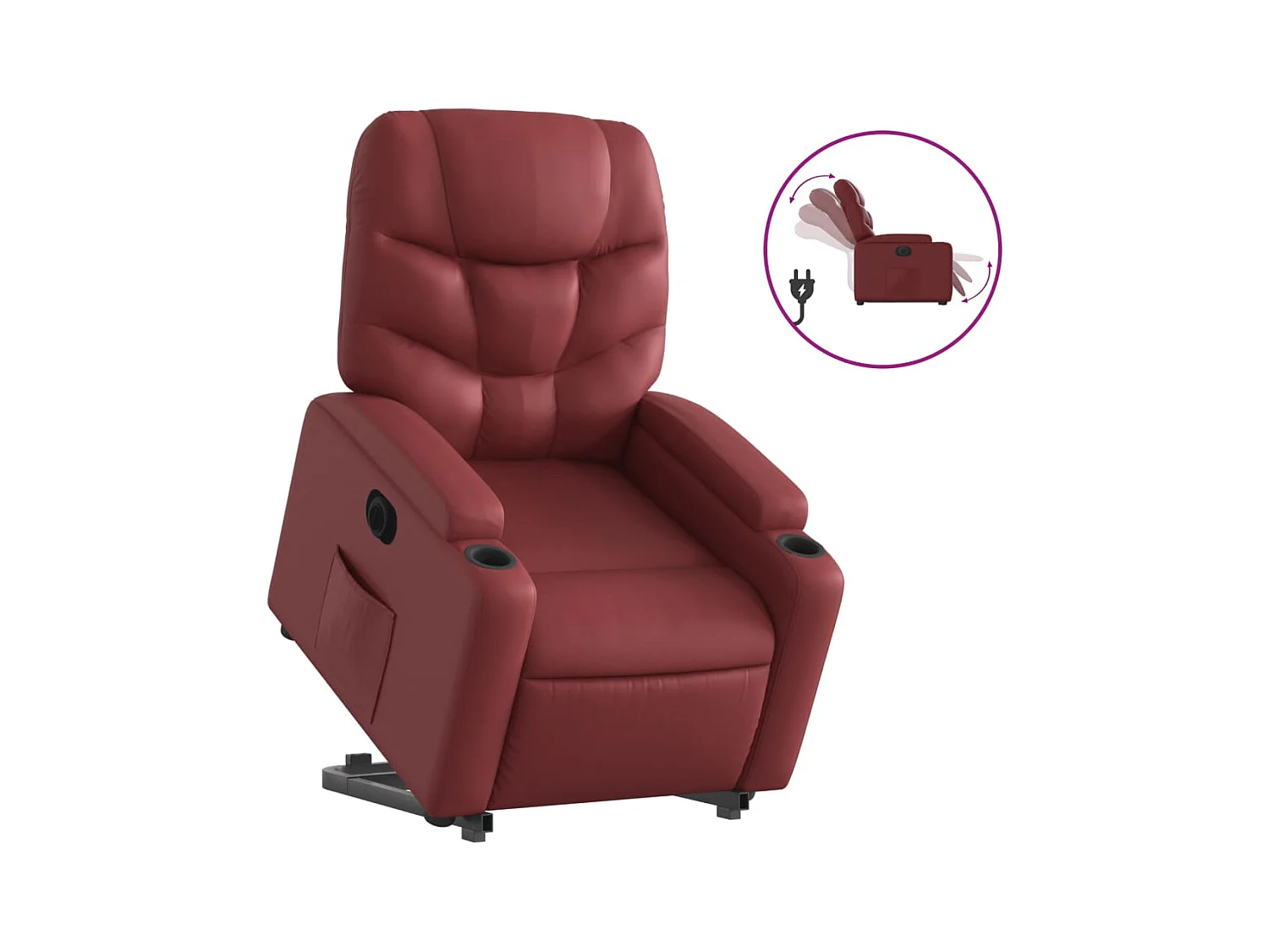 Silla de relax | Sillón elevable eléctrico cuero artificial rojo tinto SHL2625