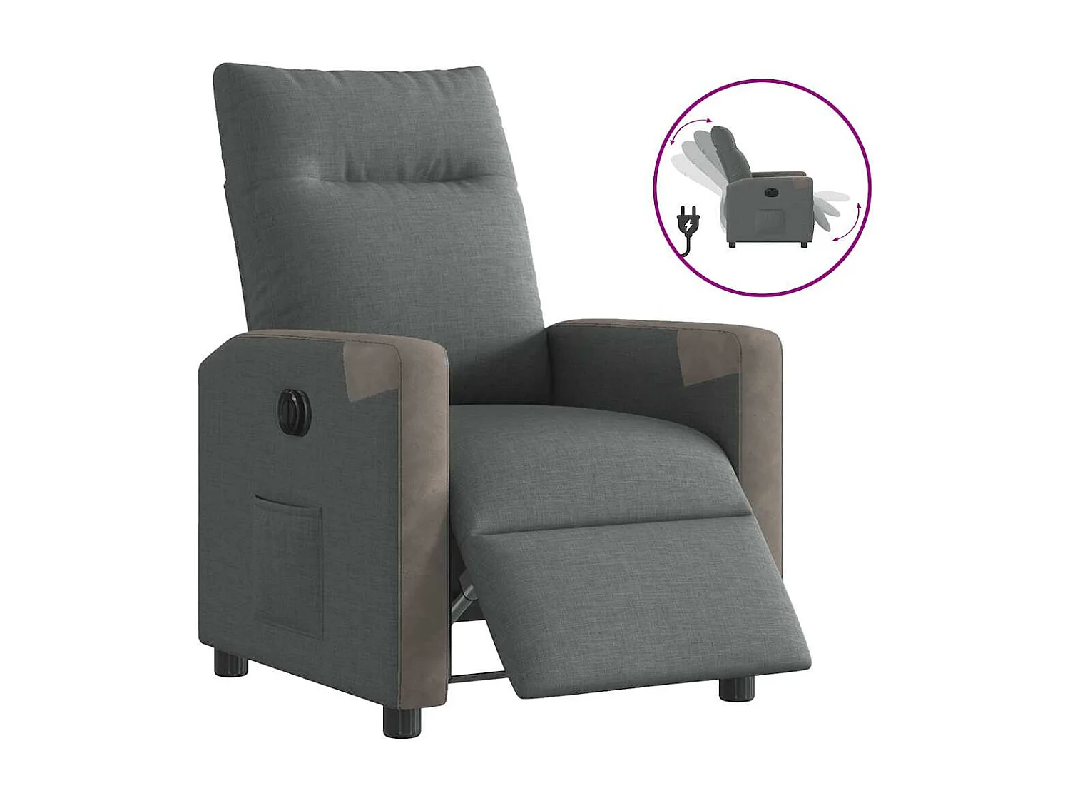 Fauteuil inclinable électrique-Chaise de relax-Fauteuil TV Gris foncé Tissu SHL1156