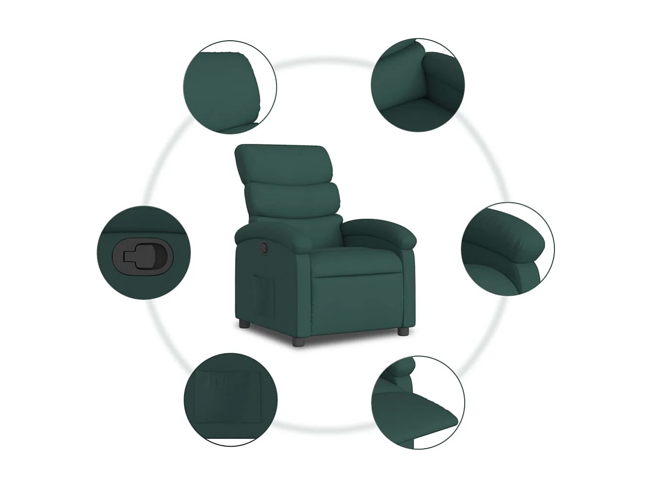 Fauteuil inclinable-Chaise de relax-Fauteuil salon vert foncé tissu SHL4743