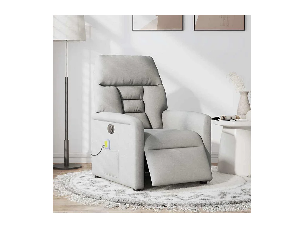 Sillón de relax | Sillón reclinable de masaje eléctrico tela gris nube SHL5190