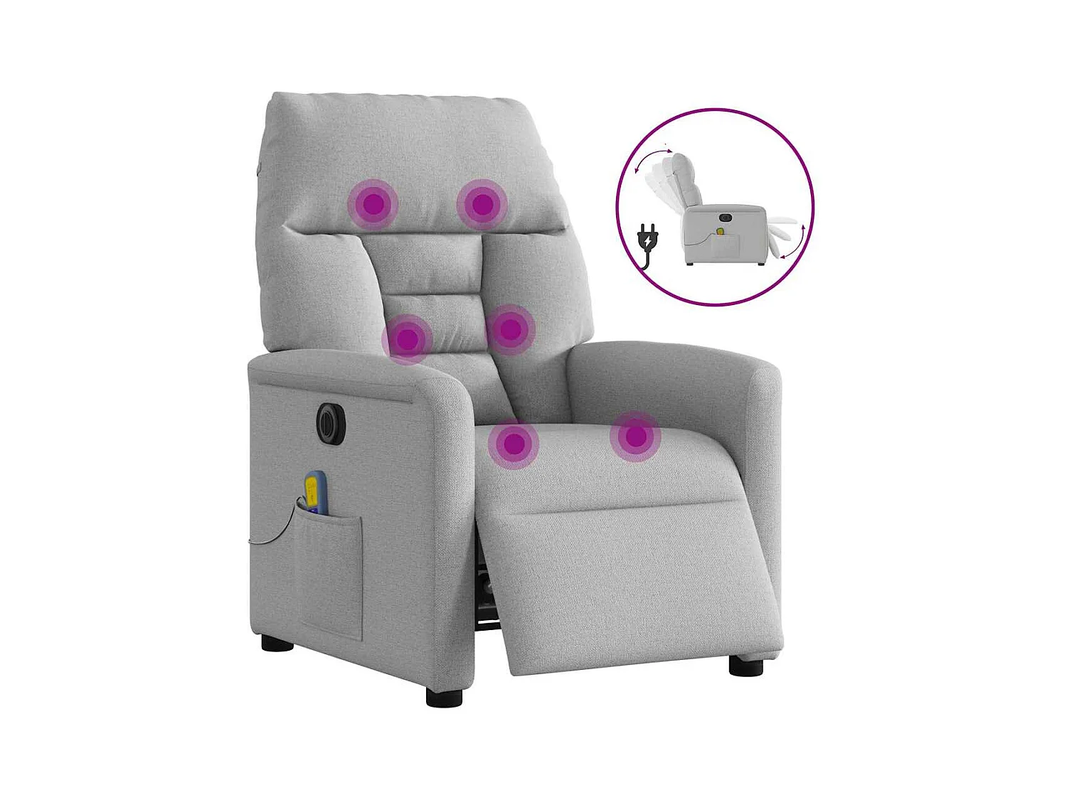 Sillón de relax | Sillón reclinable de masaje eléctrico tela gris nube SHL5190