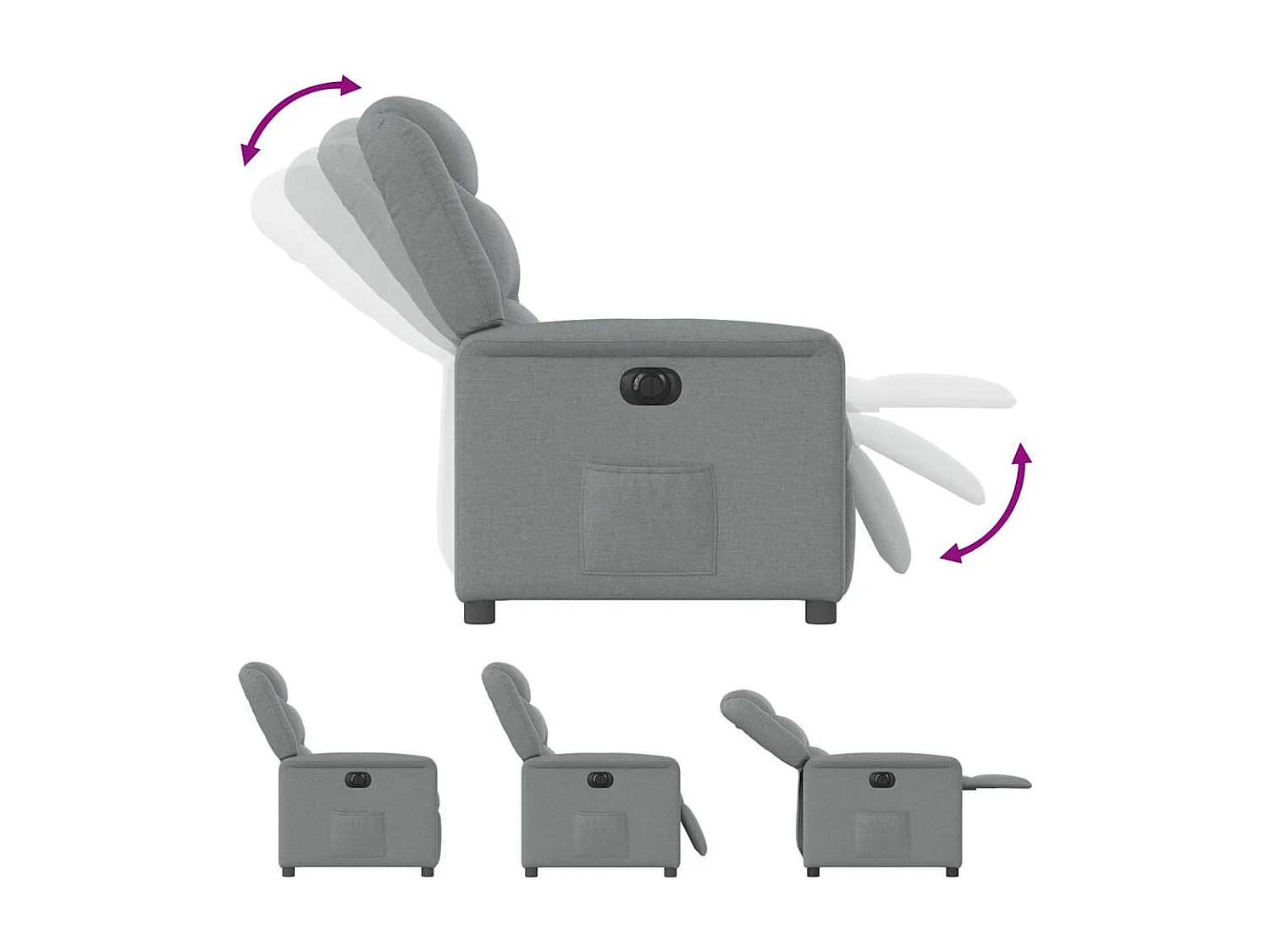 Sillón de relax | Silla | Sillón reclinable eléctrico tela gris claro SHL3896