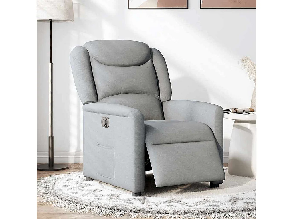 Relaxsessel Elektrisch | Lounge Sessel indoor Hellgrau Stoff SHL3790
