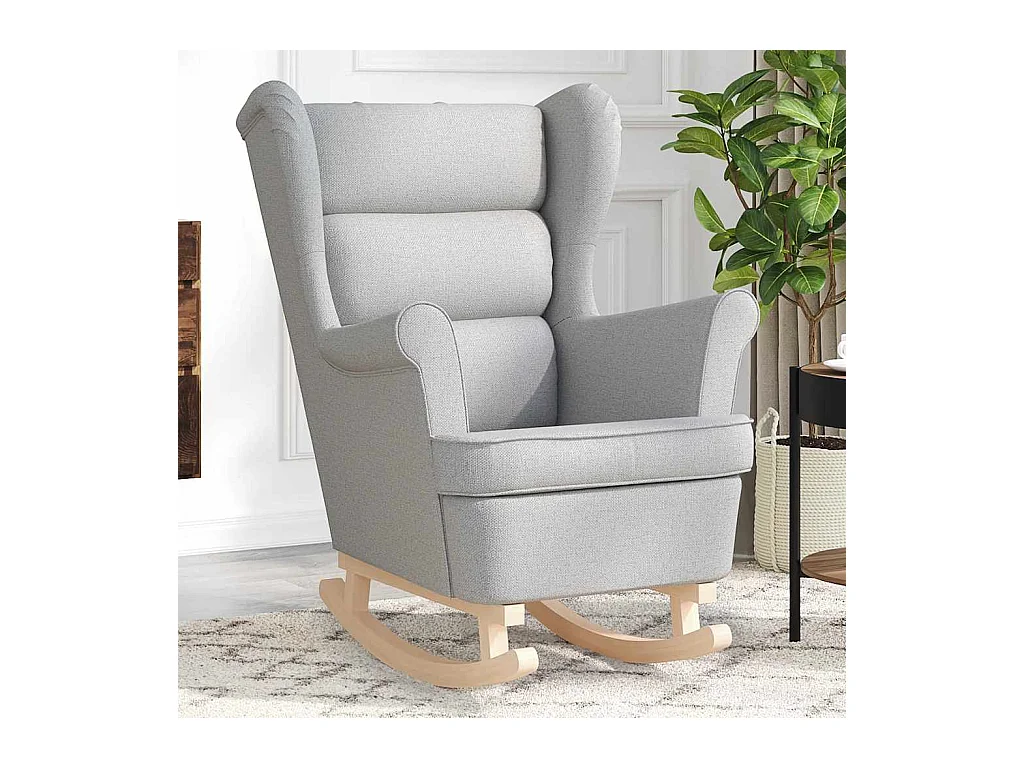 Silla de relax | Silla mecedora de tela gris nube 74x90x102 cm SHL7381