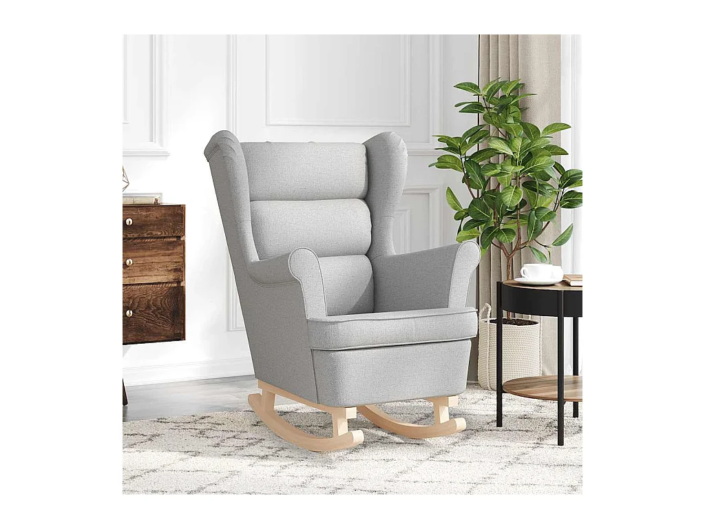 Silla de relax | Silla mecedora de tela gris nube 74x90x102 cm SHL7381