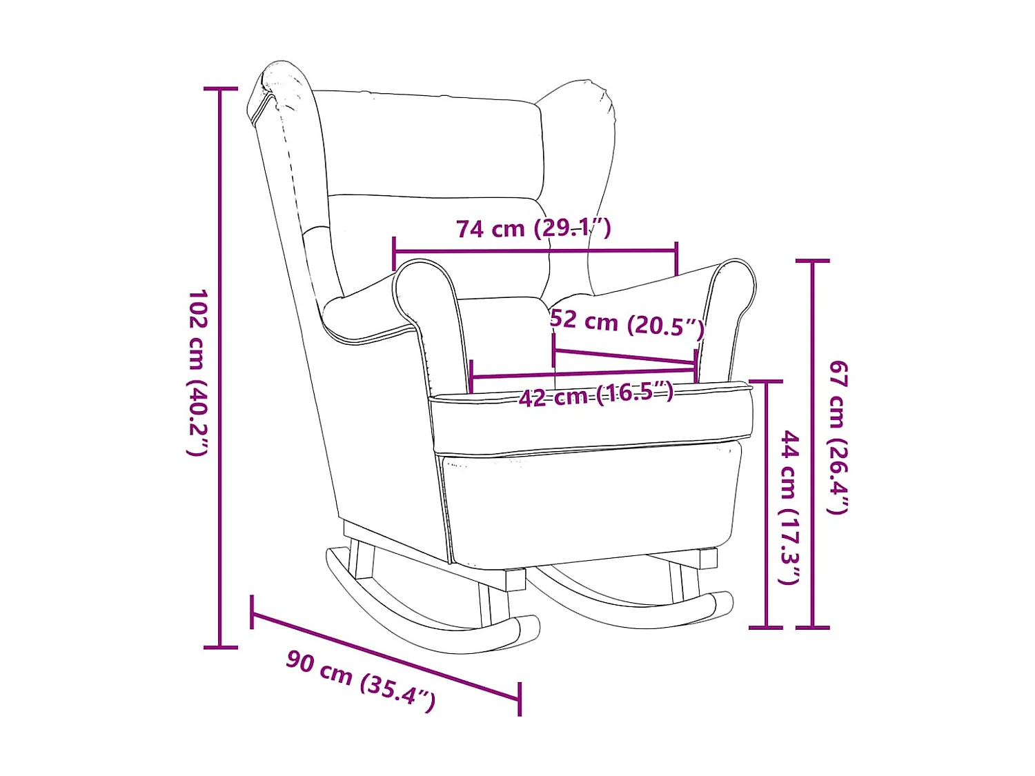 Silla de relax | Silla mecedora de tela gris nube 74x90x102 cm SHL7381