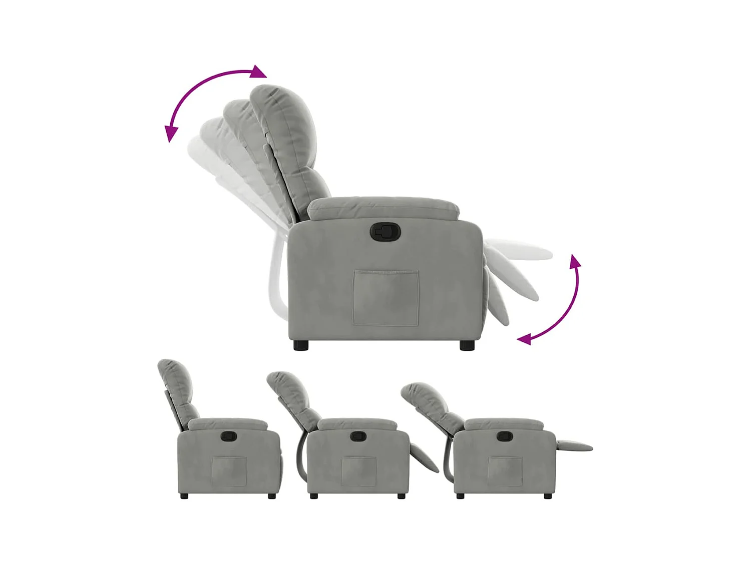 Sillón de relax | Silla | Sillón reclinable tela de microfibra gris claro SHL4121