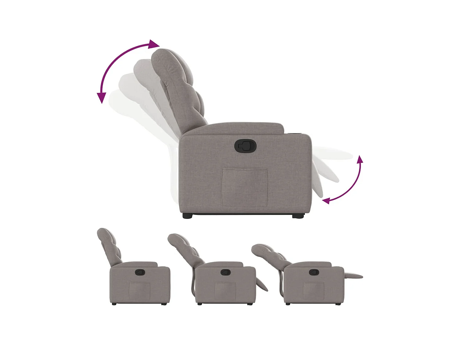 Sillón de relax | Silla | Sillón reclinable elevable tela gris taupe SHL3615