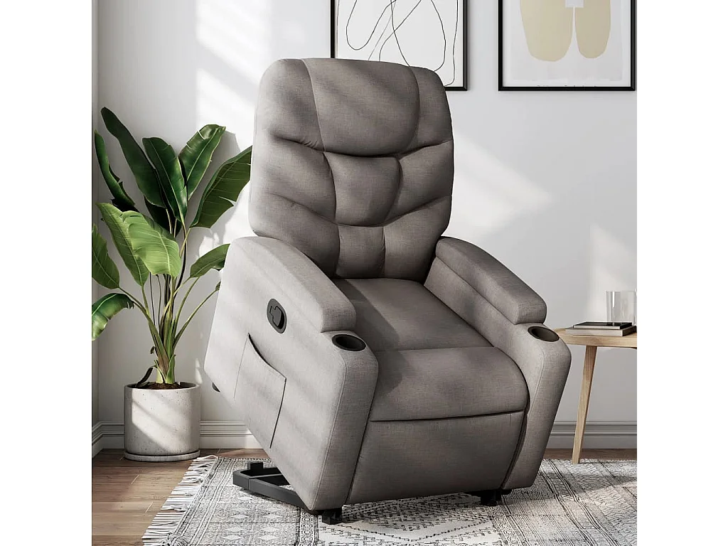 Relaxsessel | Lounge Sessel für Wohnzimmer mit Aufstehhilfe Taupe Stoff SHL66276