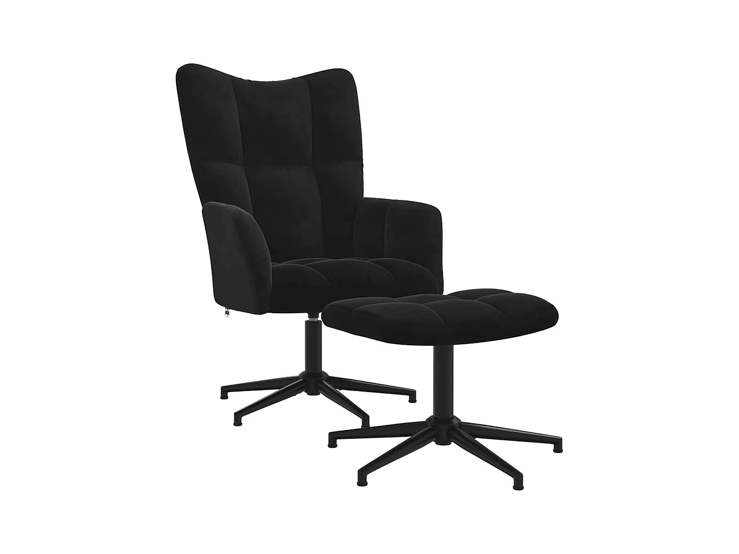 Sillón de relax | Silla de relax con taburete terciopelo negro SHL9297