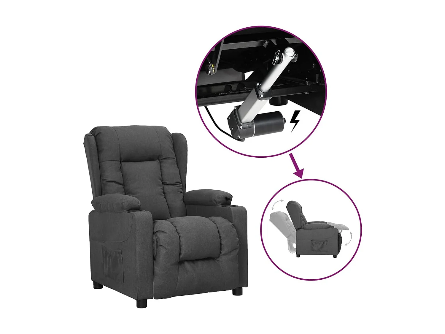 Aufstehsessel-Relaxsessel Dunkelgrau Stoff SHL45943