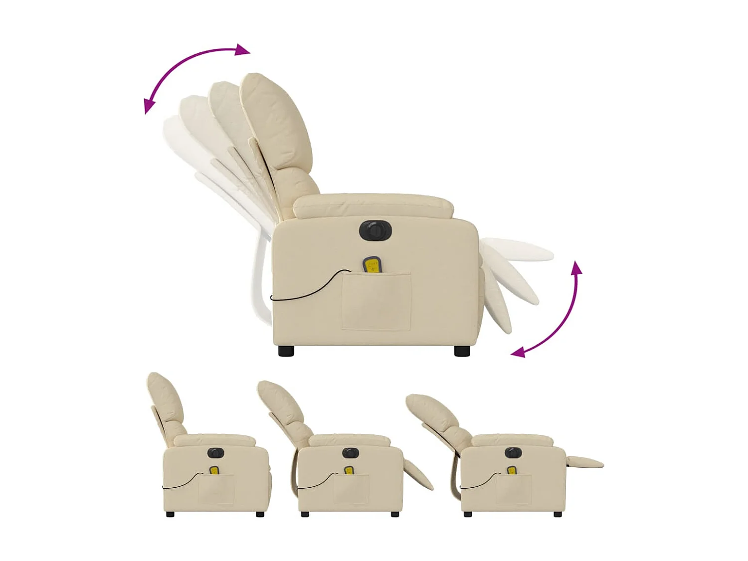 Fauteuil inclinable électrique-Chaise-Fauteuil de Massage crème tissu SHL1955