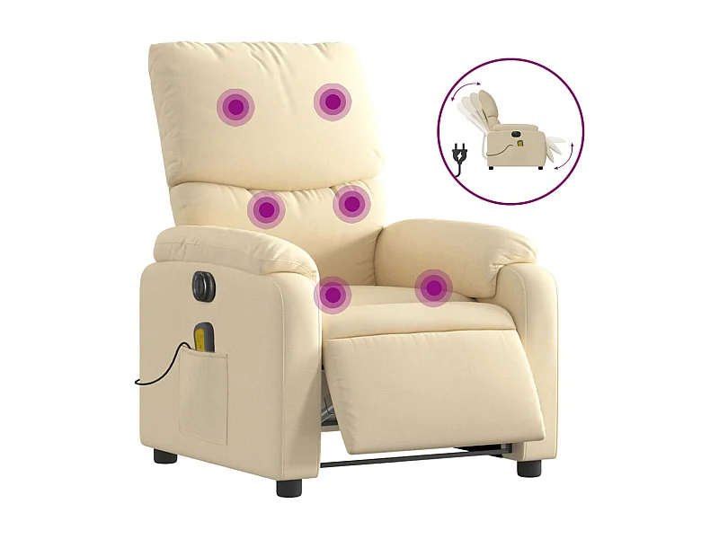 Fauteuil inclinable électrique-Chaise-Fauteuil de Massage crème tissu SHL1955