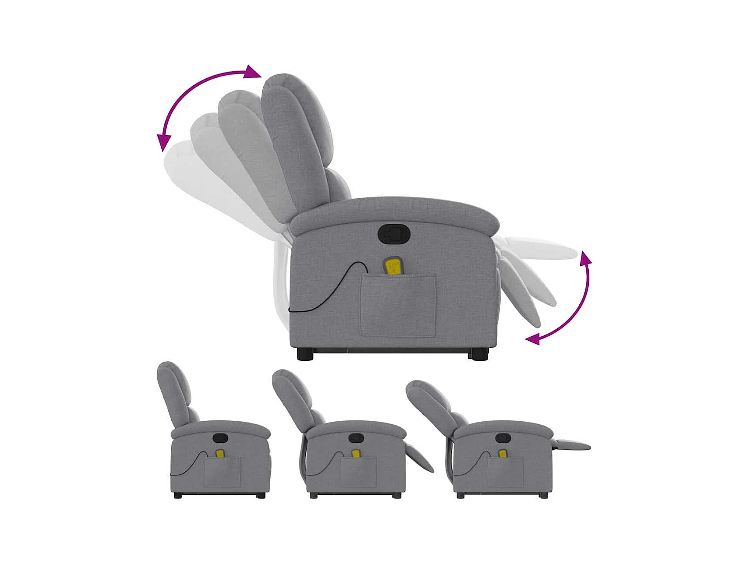 Sillón de salón | Silla | Sillón de masaje reclinable de pie de tela gris claro SHL2276