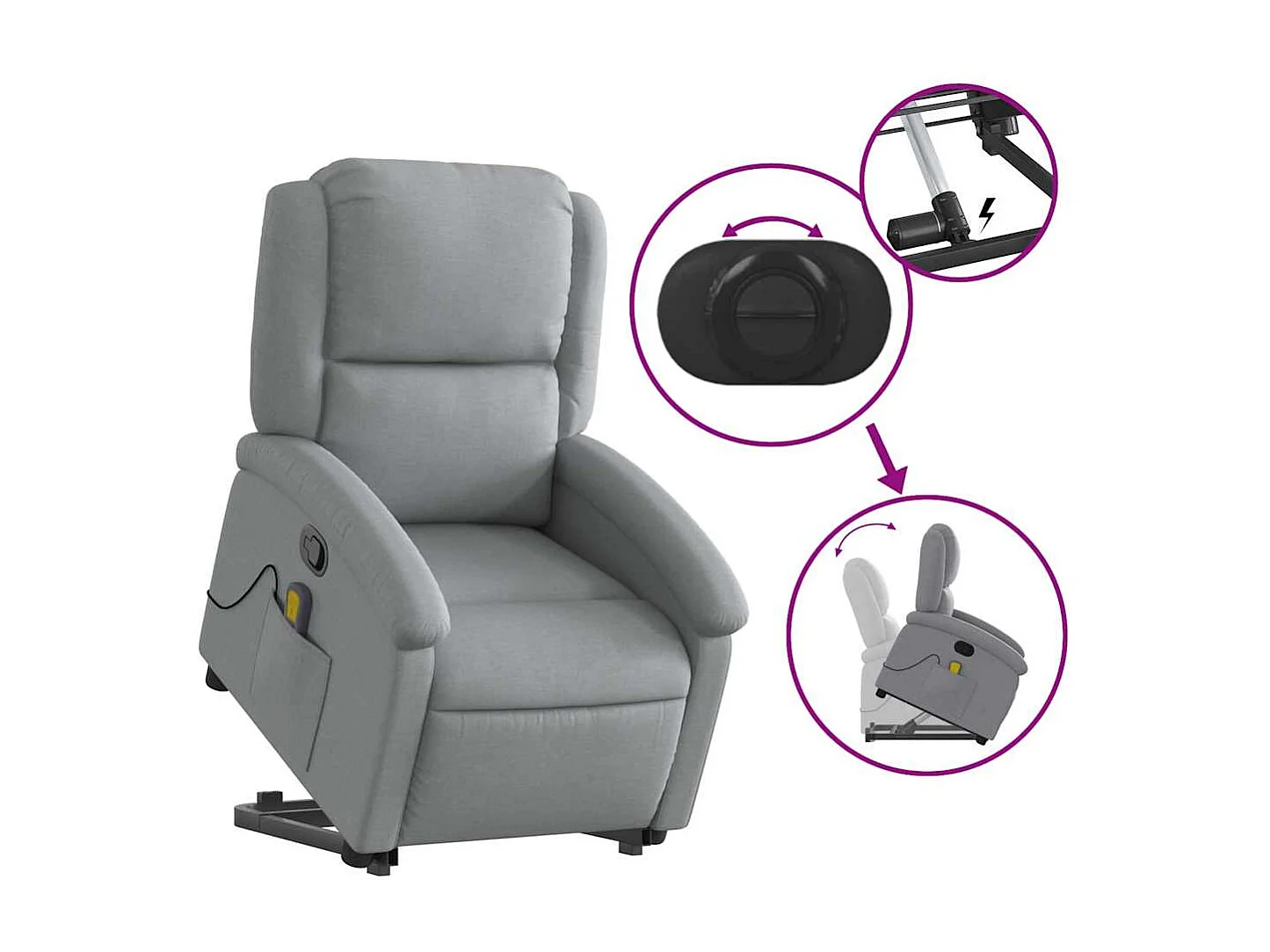 Sillón de salón | Silla | Sillón de masaje reclinable de pie de tela gris claro SHL2276