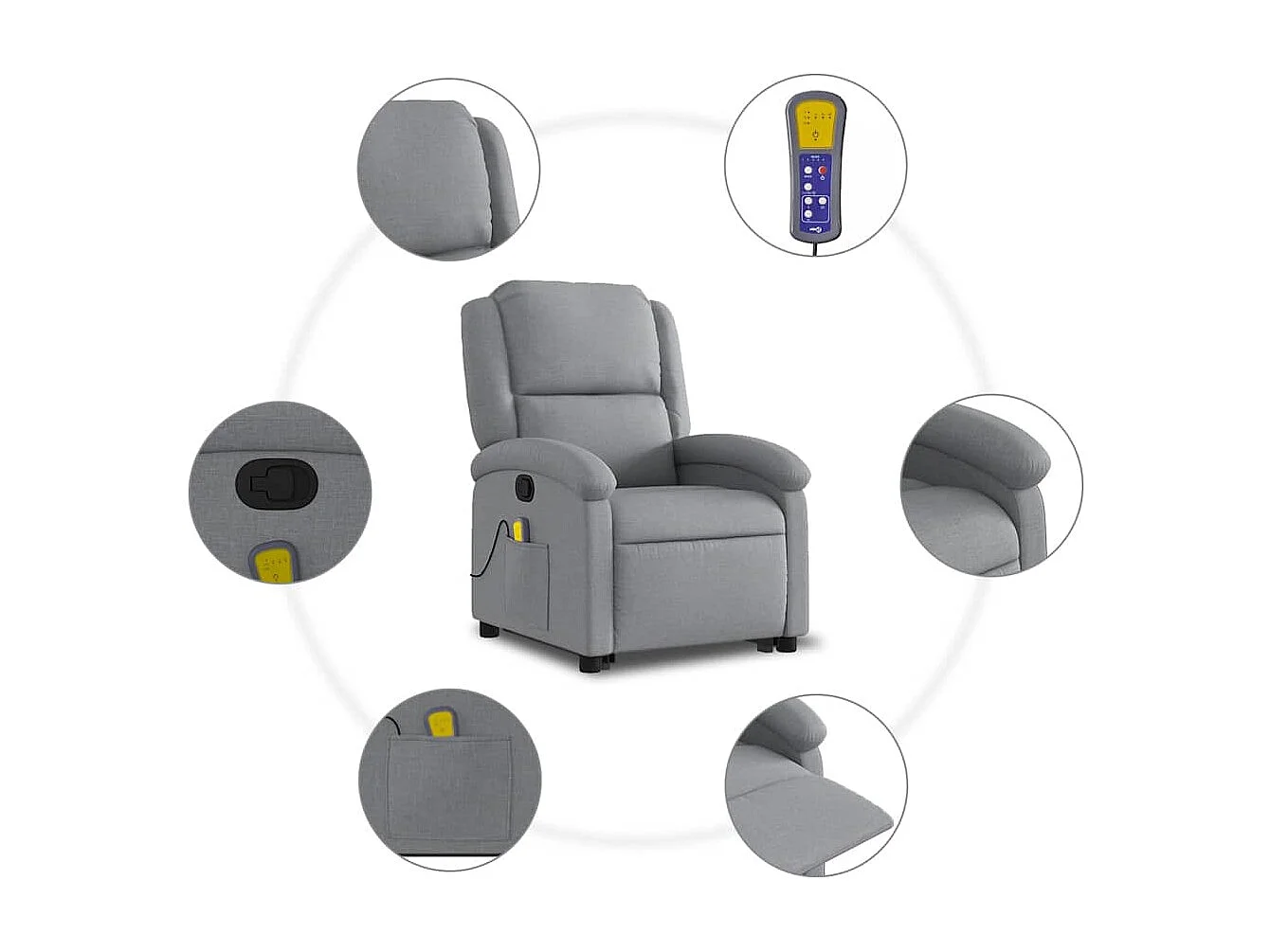 Fauteuil inclinable-Chaise de relax-Fauteuil de Massage Gris clair Tissu SHL2063