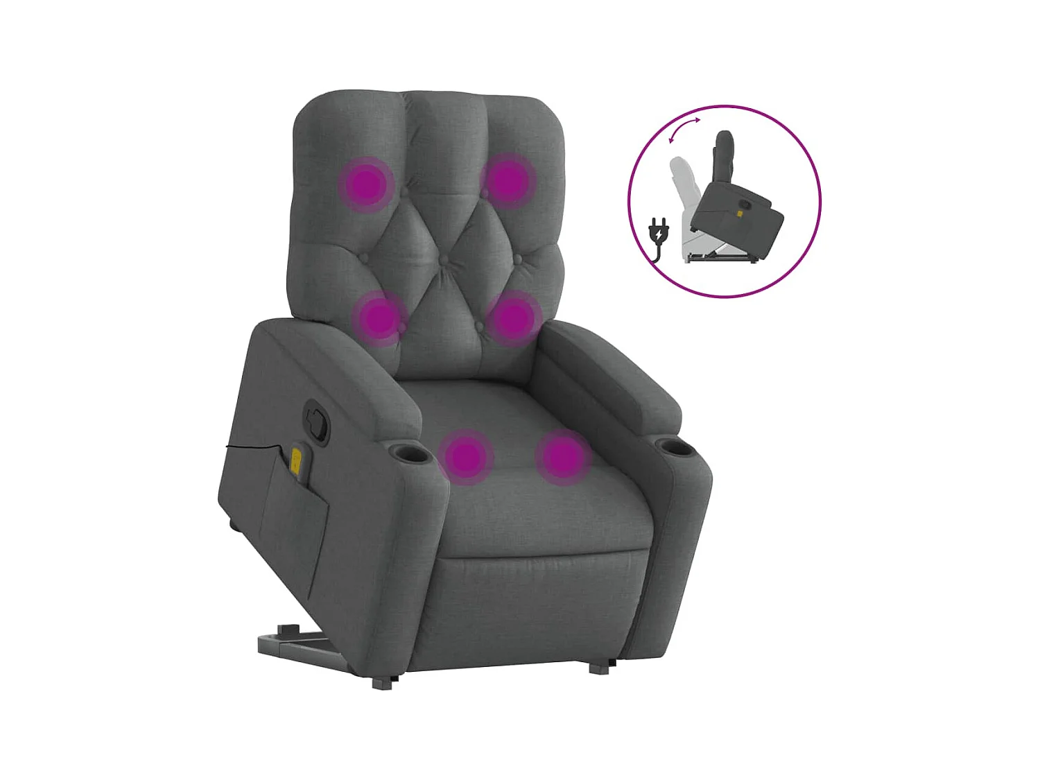 Fauteuil inclinable-Chaise de relax-Fauteuil de Massage Gris foncé Tissu SHL2287