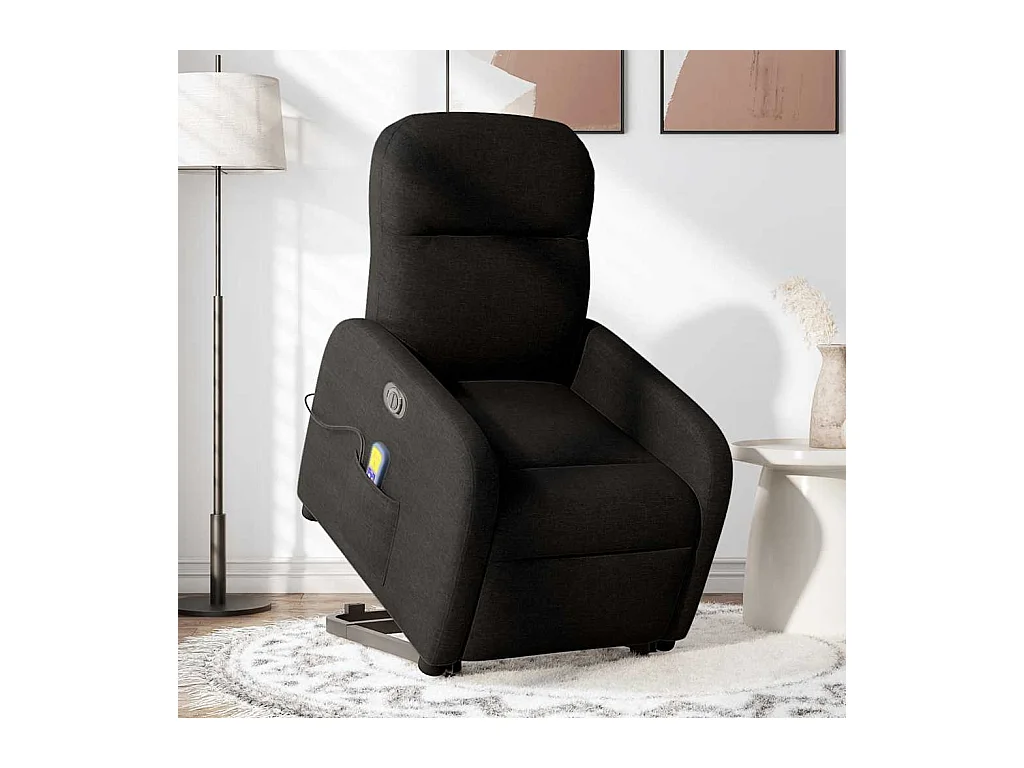 Poltrona elétrica elevatória massagens tecido preto SHL726339