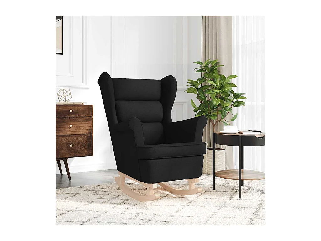 Silla de relax | Silla mecedora de tela negro 74x90x102 cm SHL6816