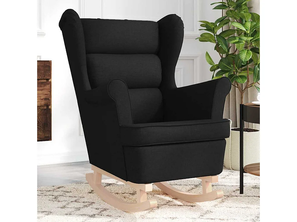 Schaukelstuhl | Schaukelsessel Schwarz 74x90x102 cm Stoff SHL50273