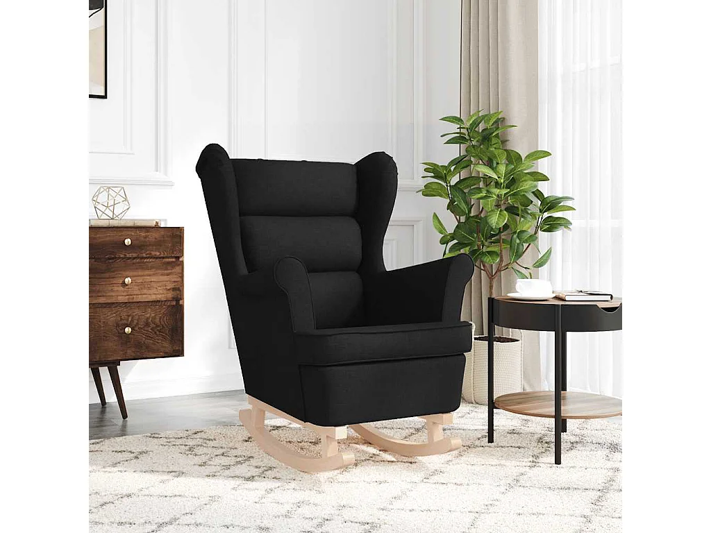 Schaukelstuhl | Schaukelsessel Schwarz 74x90x102 cm Stoff SHL50273