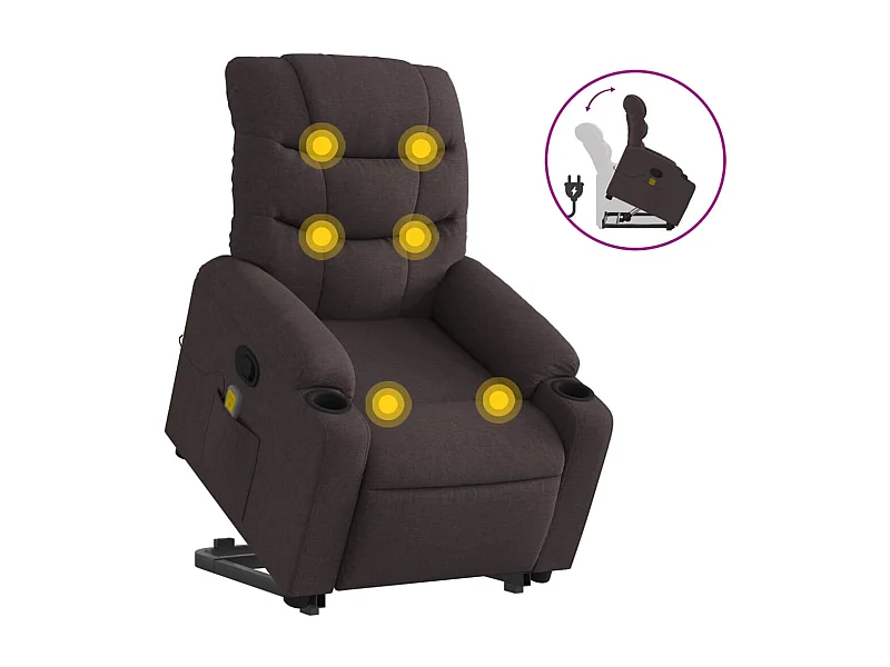 Fauteuil inclinable-Chaise de relax-Fauteuil de Massage Marron foncé Tissu SHL3481