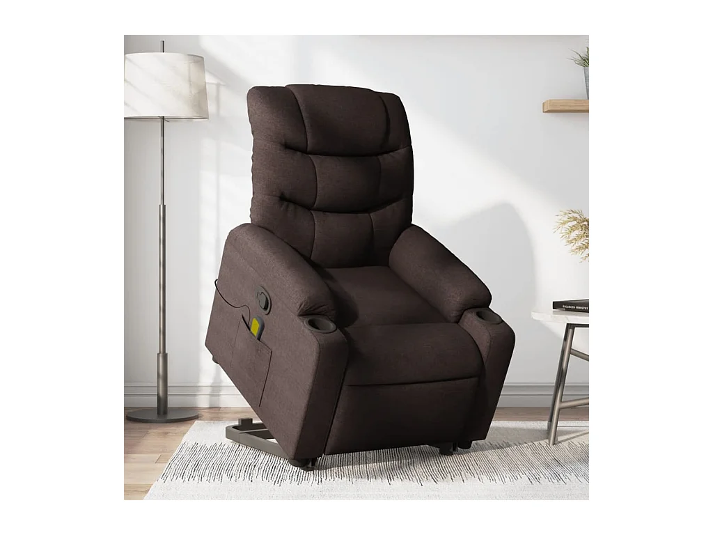 Sta-op-massagestoel verstelbaar stof donkerbruin