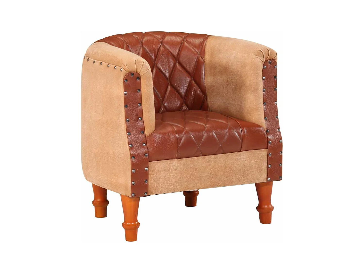 Sillón | Silla de cuero auténtico y madera maciza de mango marrón SHL6869