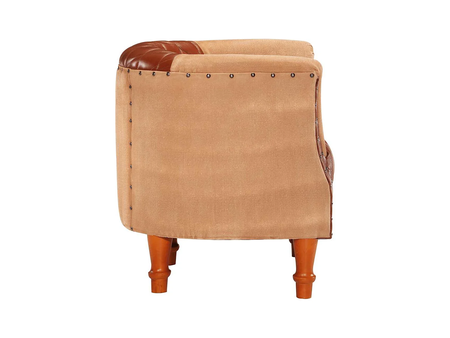 Sillón | Silla de cuero auténtico y madera maciza de mango marrón SHL6869