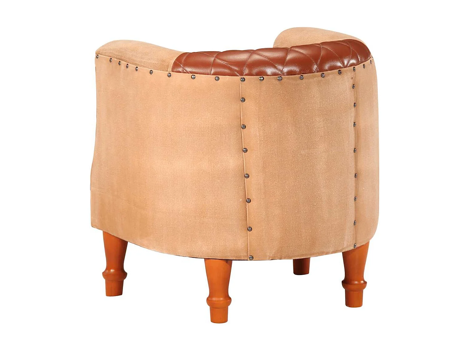 Fauteuil de salon-Chaise cabriolet marron cuir véritable bois de manguier massif SHL1166