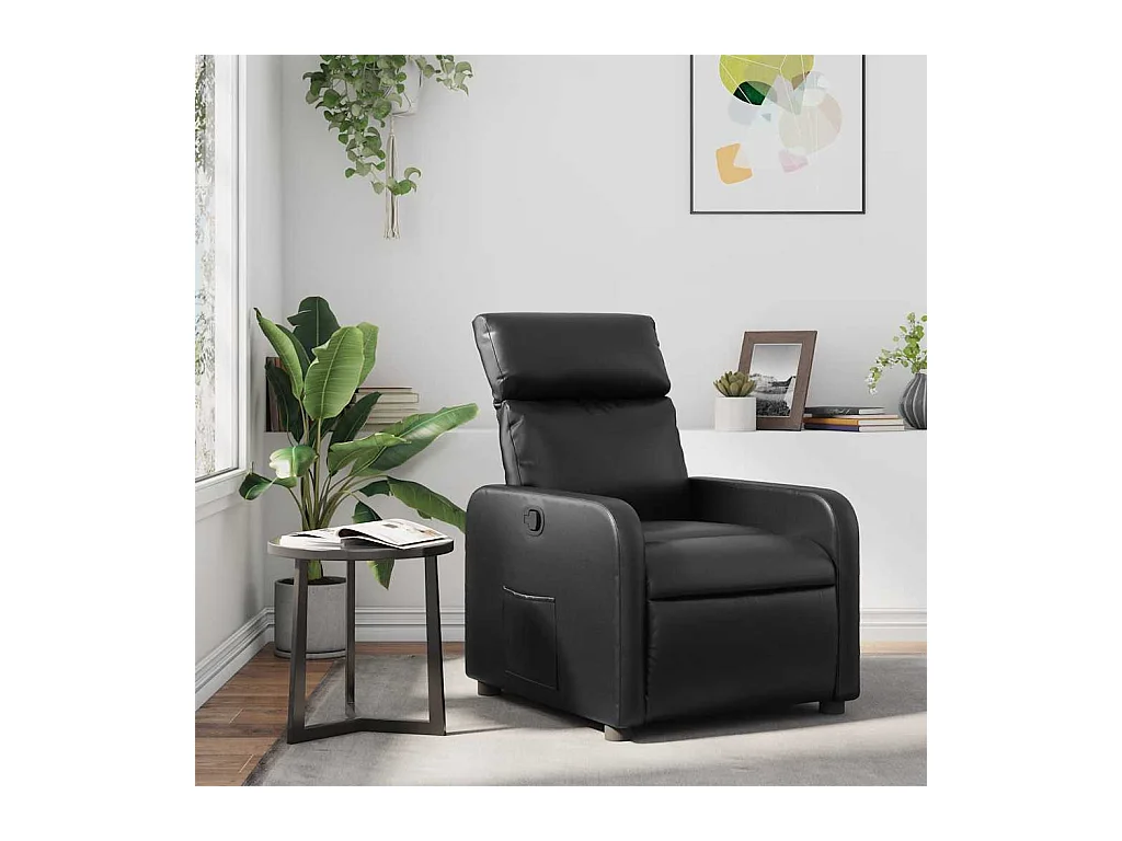 Sillón de relax | Sillón reclinable de cuero sintético negro SHL3502