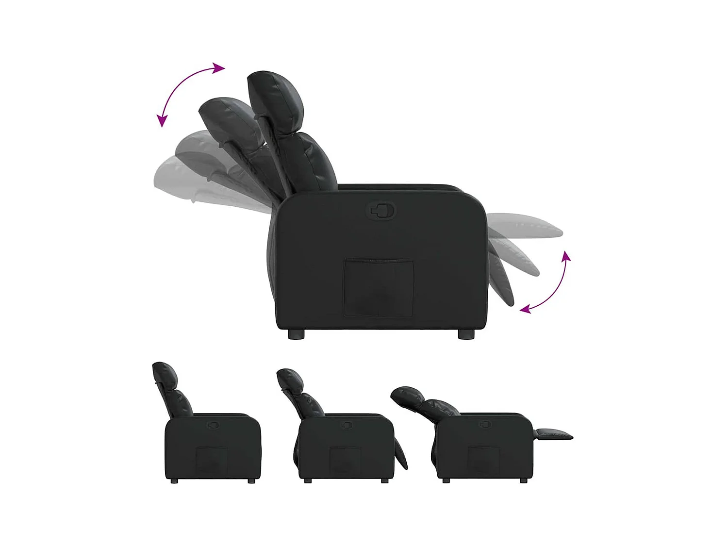 Sillón de relax | Sillón reclinable de cuero sintético negro SHL3502