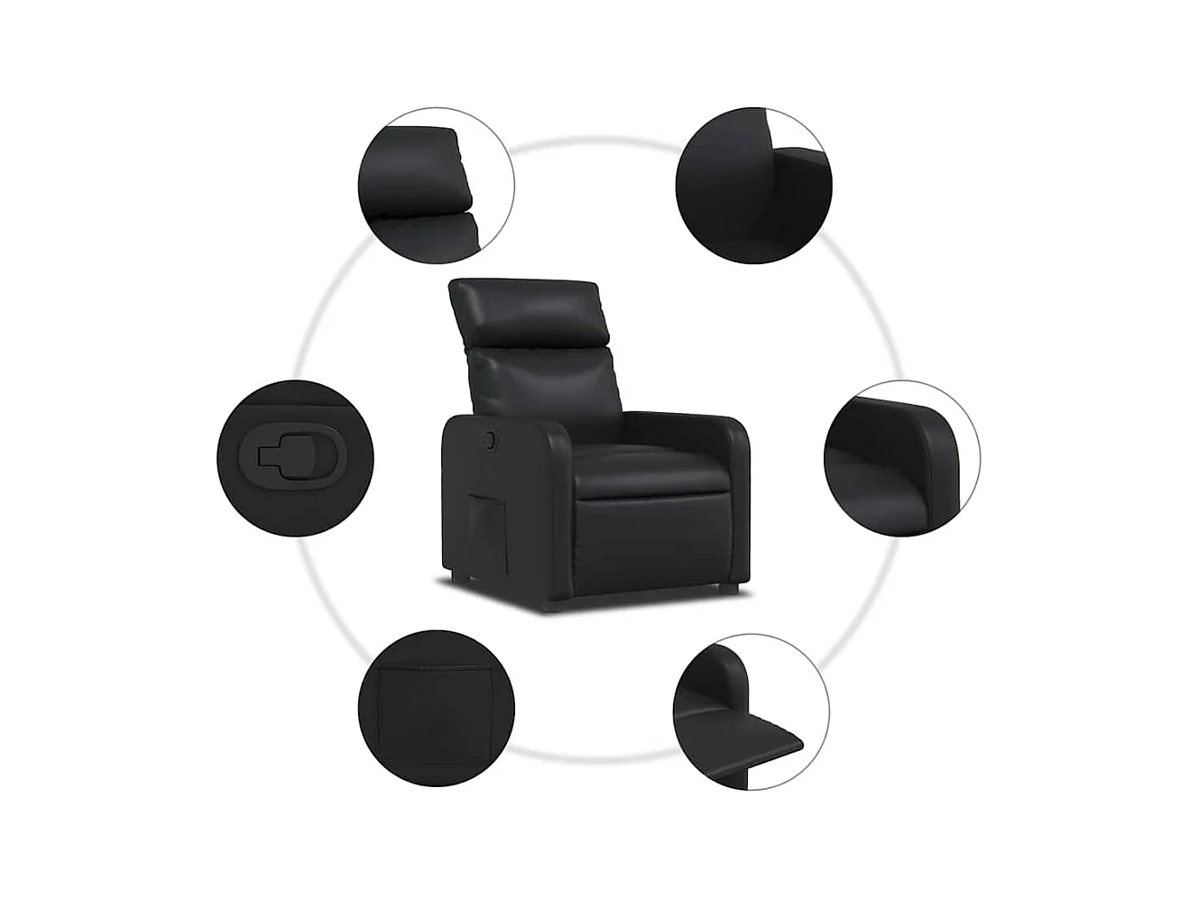 Sillón de relax | Sillón reclinable de cuero sintético negro SHL3502