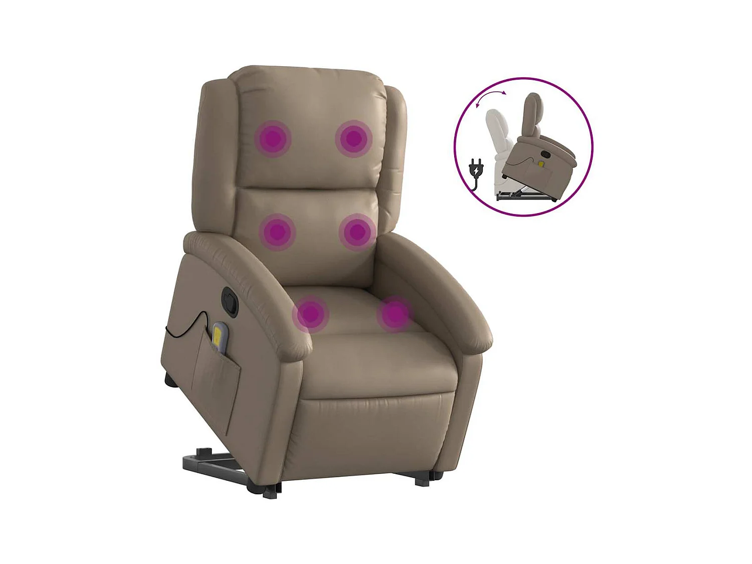 Fauteuil inclinable-Chaise de relax-Fauteuil de Massage Cappuccino Similicuir SHL4926