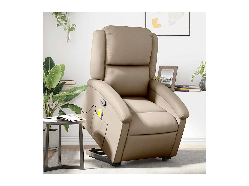Fauteuil inclinable-Chaise de relax-Fauteuil de Massage Cappuccino Similicuir SHL4926