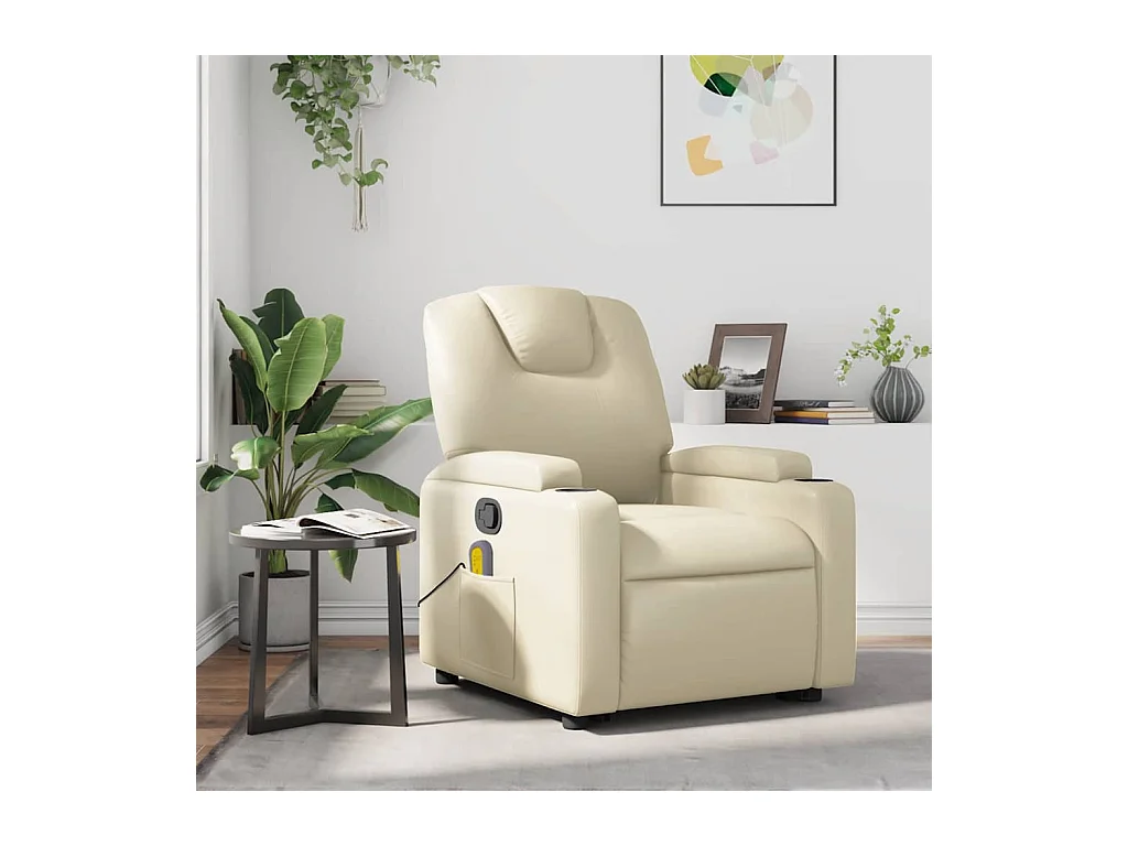 Sillón de relax | Sillón reclinable de masaje cuero sintético crema SHL4415